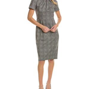 MAGGY LONDON
Glen Plaid Midi Purple Black White Short Sleeve Sheath Dress Size 2